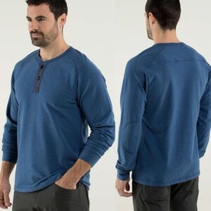 Lululemon All Town Henley Blue Mens Size XXL Long Sleeve Sweater Top M3717S Navy
